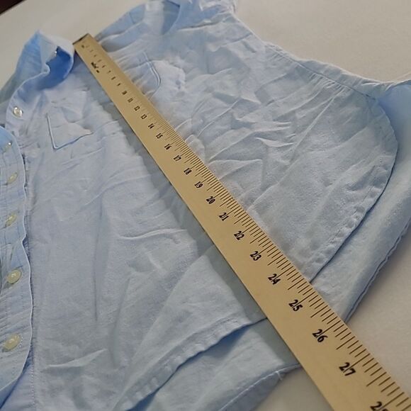 Blue 100% cotton shirt.  No brand nor size available - Picture 4 of 7